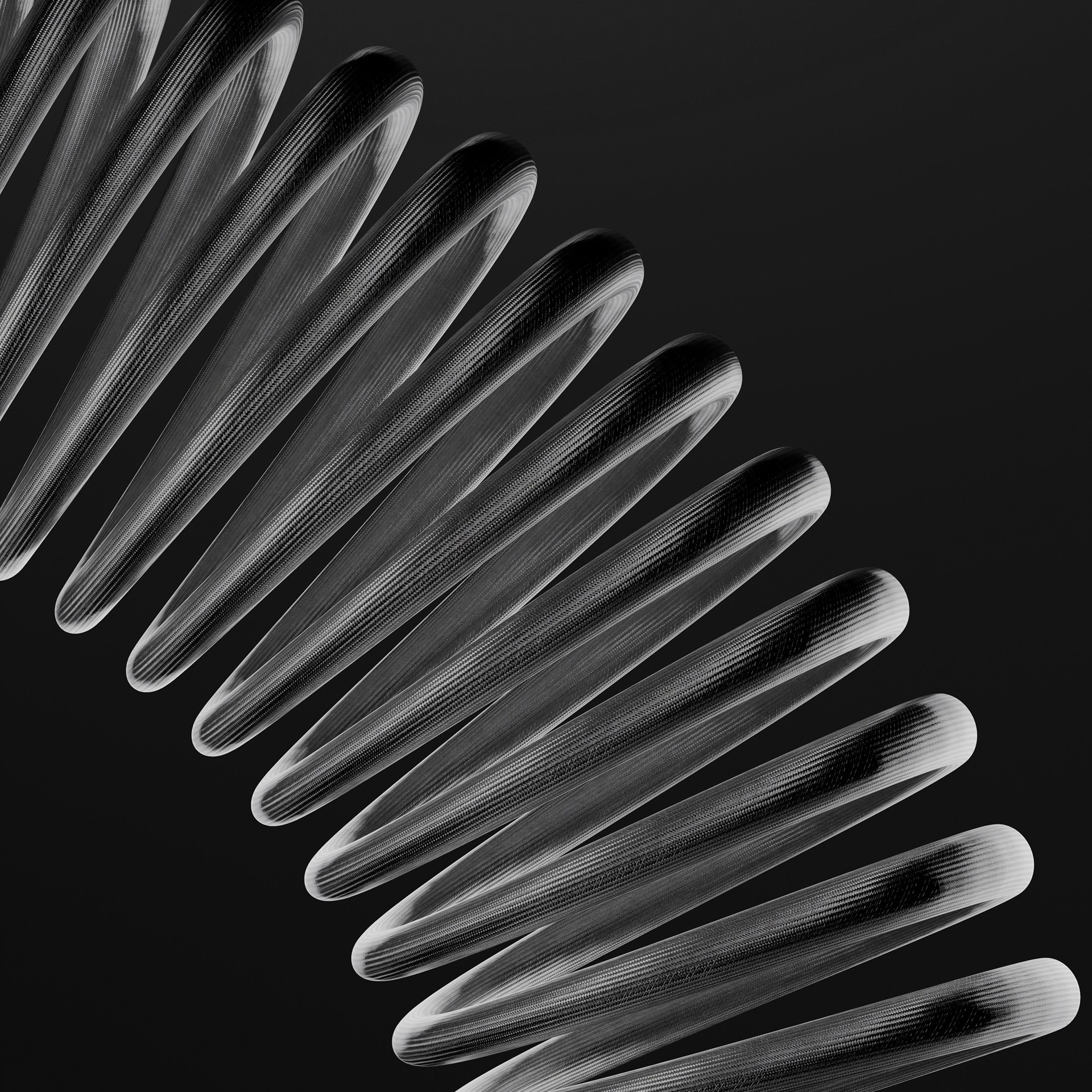 Abstract black and white tubular pattern